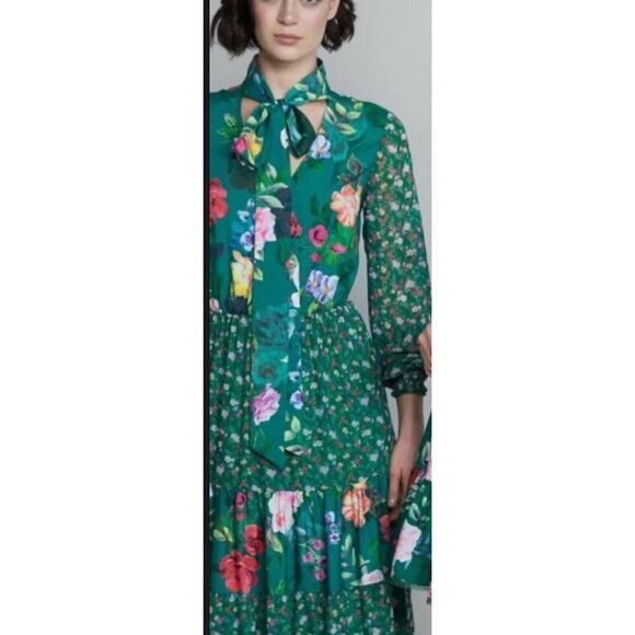 Marchesa Notte Floral Print Midi Length Dress,$795 Sz 8 - Picture 5 of 13